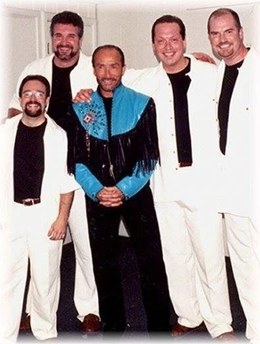 Three Men and a Tenor with Lee Greenwood backstage in Clio, Michigan